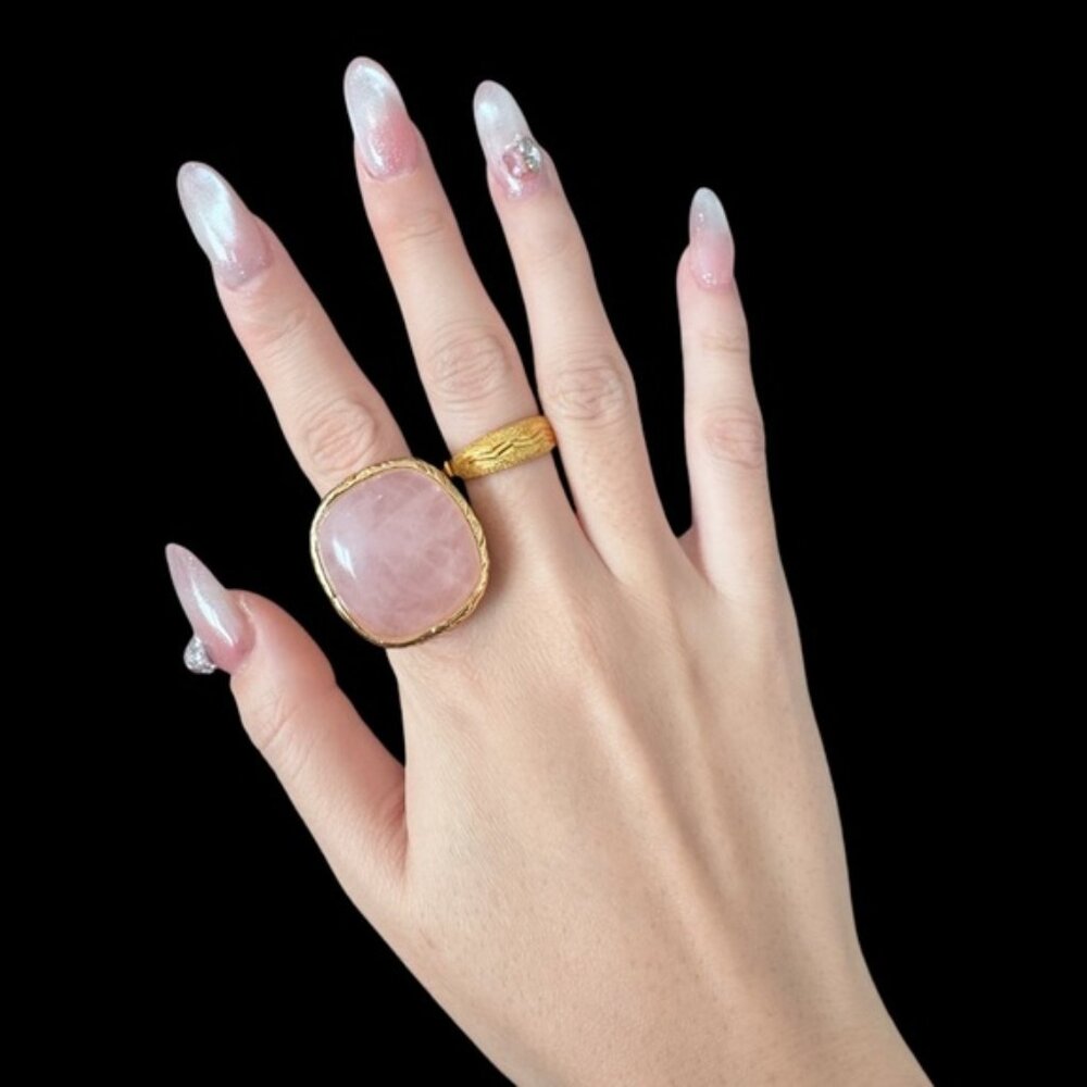 ✨Gorgeous Large Quartz Crystal Ring Vintage Style Size 6